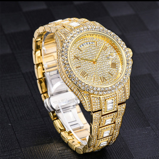 Full Calendar Gold Quartz Watch