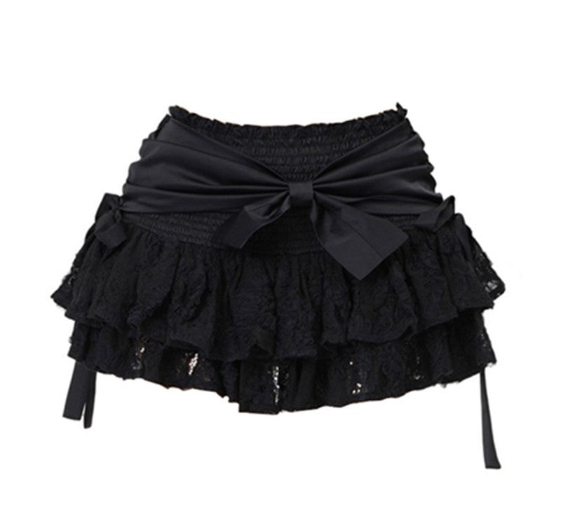 Black Skirt With Bow lace bow
