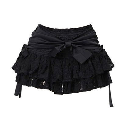 Black Skirt With Bow lace bow