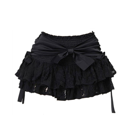 Black Skirt With Bow lace bow