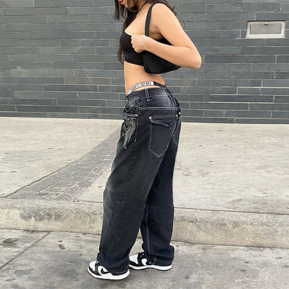 Women's Black Oversized Jeans