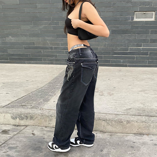 Women's Black Oversized Jeans