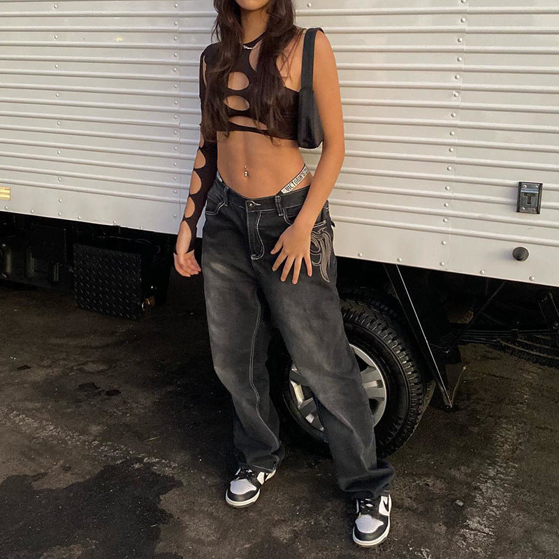 Women's Black Oversized Jeans