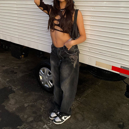 Women's Black Oversized Jeans