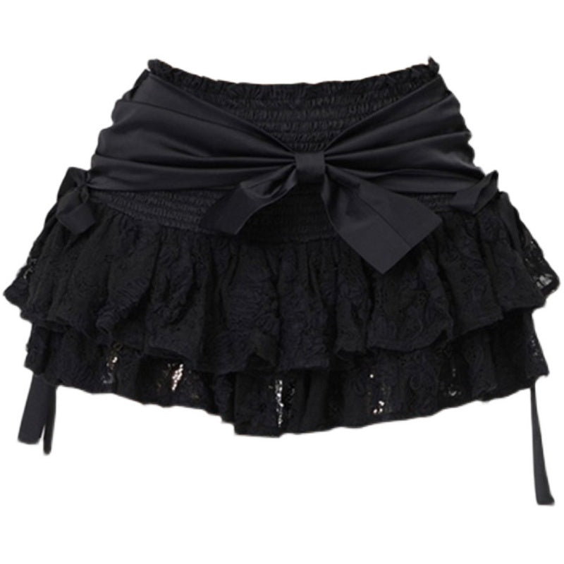 Black Skirt With Bow lace bow