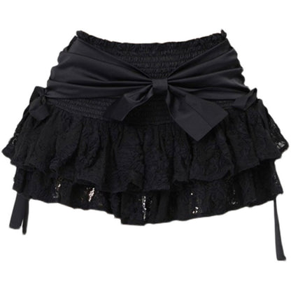 Black Skirt With Bow lace bow