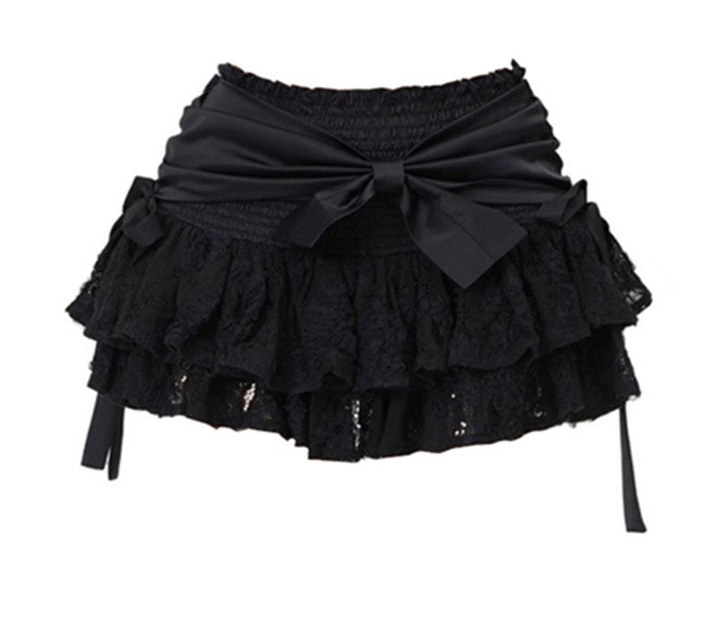 Black Skirt With Bow lace bow