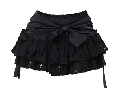 Black Skirt With Bow lace bow
