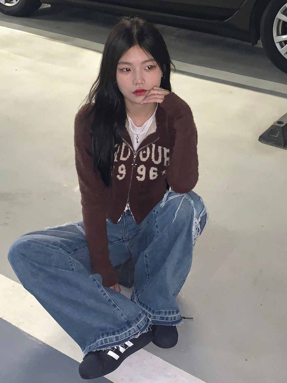 Woman's Oversized Jeans With Star Patterns