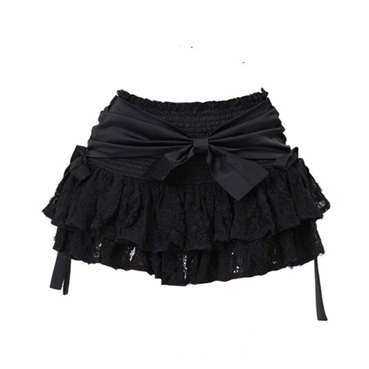 Black Skirt With Bow lace bow